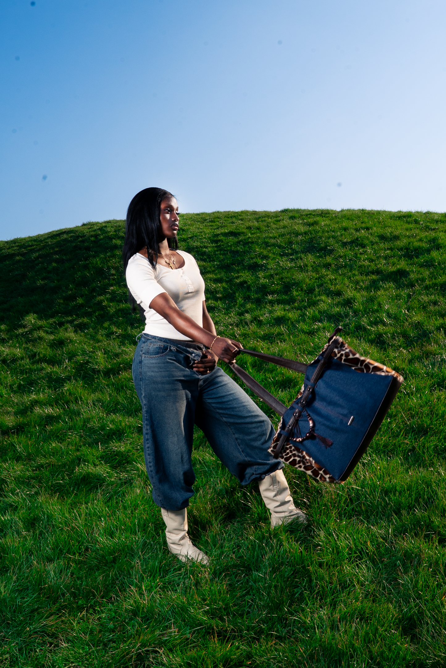 Denim Giraffe Forever bag