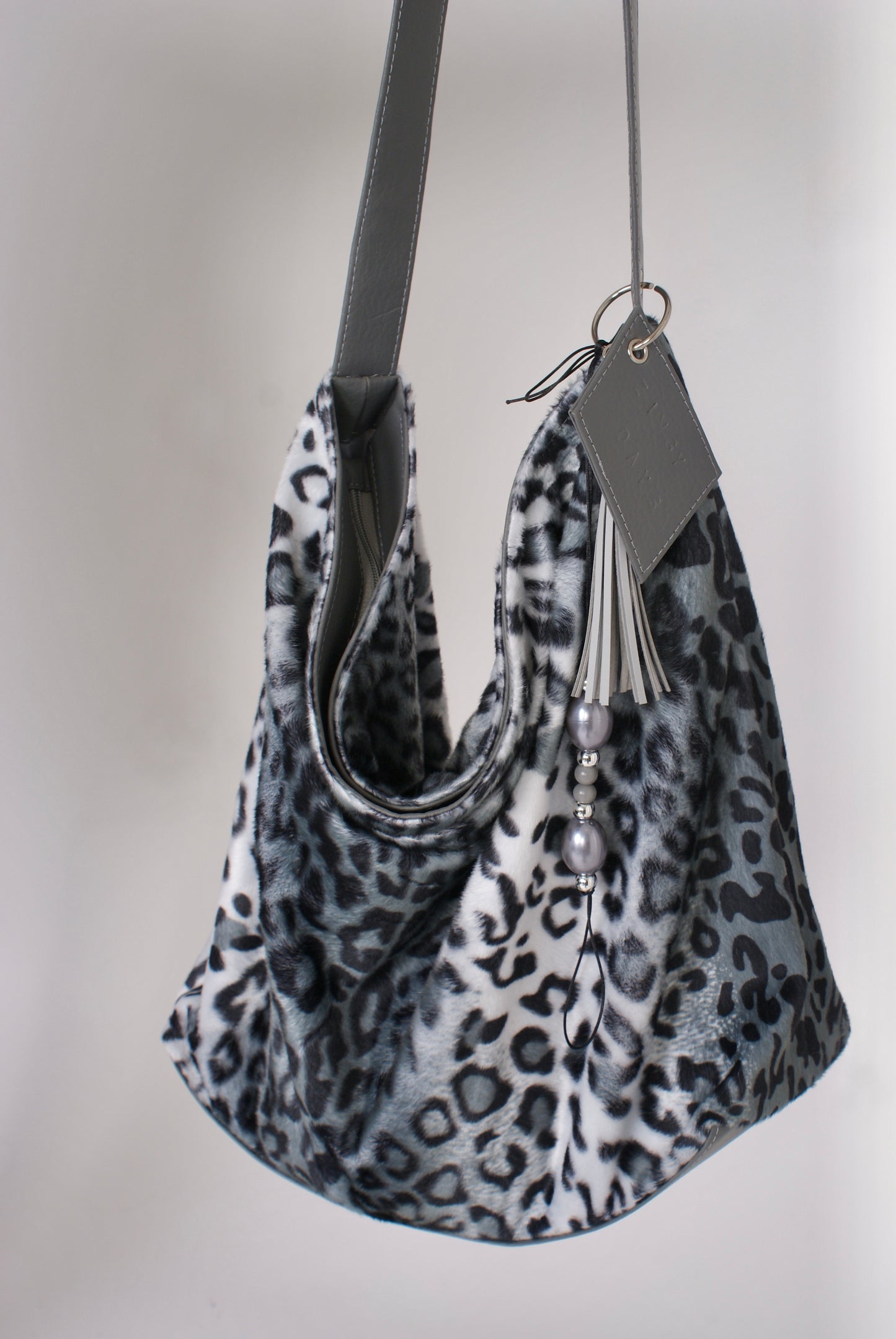 Grey Cheetah Slouchy bag