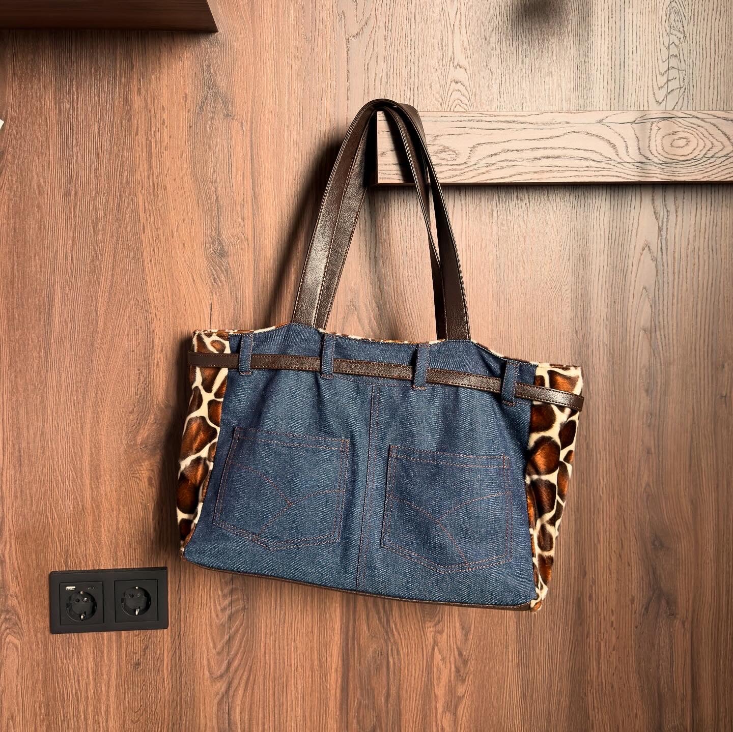 Denim Giraffe Forever bag