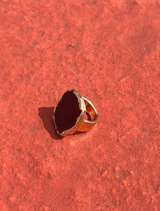 Gold Black Stone Ring